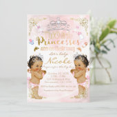 Princess Pink Sparkle Twin Girls Babydusche Einladung (Stehend Vorderseite)