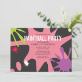 Princess Pink Split Platsches Paintball-Party Einladung (Stehend Vorderseite)