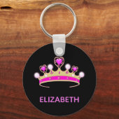 Princess pink tiara Black Name Girl Schlüsselanhänger (Vorderseite)