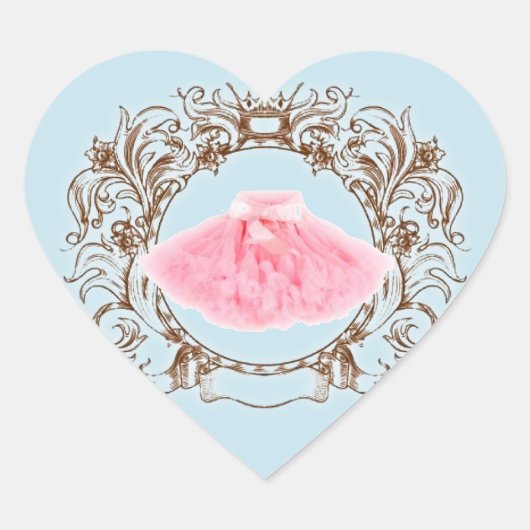 Princess Pink tutu Blue Birthday Party Aufkleber (Vorderseite)