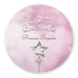 Princess Pink Wand & Crown Royal Bedroom Dresser Keramikknauf