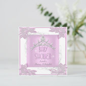 Princess Pink White Baby Shower Einladung (Stehend Vorderseite)