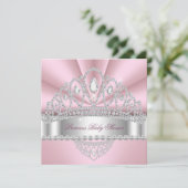 Princess Pink White Diamond Tiara Babydusche Einladung (Stehend Vorderseite)