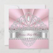 Princess Pink White Diamond Tiara Babydusche Einladung (Vorderseite)