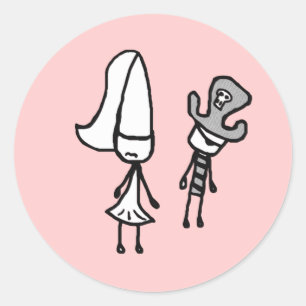 Princess & Pirate Doodle Runder Aufkleber