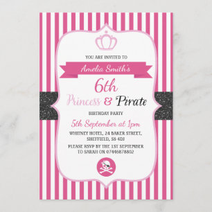 Princess & Pirate Einladungen zum Geburtstag