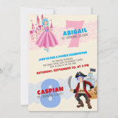 Princess Pirate Joint Double Birthday Einladung (Vorderseite)