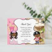 Princess & Pirate Party Dark Skin Danke Karte (Stehend Vorderseite)