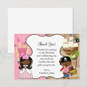 Princess & Pirate Party Dark Skin Danke Karte (Vorne/Hinten)