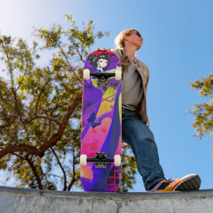 Princess playing with butterfly.  skateboard