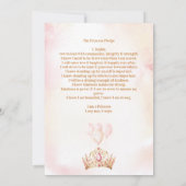 Princess Pledge Crown Pink Floral Girl Birthday Einladung (Rückseite)