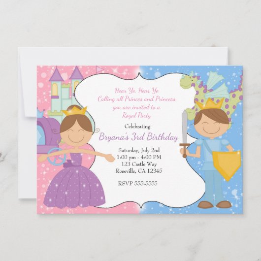 Princess & Prince Burg Königliche Party Einladung (Vorderseite)