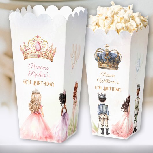 Princess Prince Crown Twins Royal Birthday Popcorn Geschenkschachtel