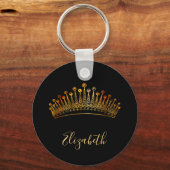 Princess queen gold tiara crown black name schlüsselanhänger (Rückseite)