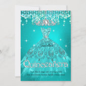 Princess Quinceanera 15. Geburtstag Aquamarin Aqua Einladung (Vorderseite)