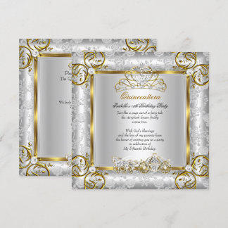 Princess Quinceanera 15. Geburtstag Gold Silber Einladung