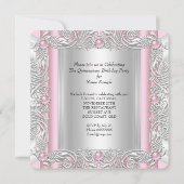 Princess Quinceanera 15. Geburtstag Light Pink Einladung (Rückseite)