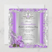 Princess Quinceanera 15. Geburtstag Lila Rose Einladung (Vorderseite)