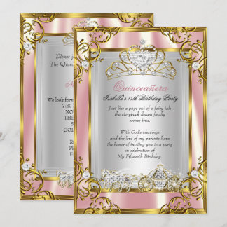 Princess Quinceanera 15. Geburtstag Pink Peach 2 Einladung