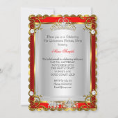 Princess Quinceanera 15. Geburtstag Rot Einladung (Rückseite)