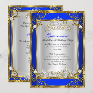Princess Quinceanera 15. Geburtstag Royal Blue 2 Einladung