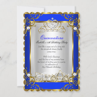 Princess Quinceanera 15. Geburtstag Royal Blue 2 Einladung