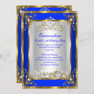 Princess Quinceanera 15. Geburtstag Royal Blue Einladung