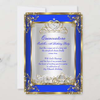 Princess Quinceanera 15. Geburtstag Royal Blue Einladung