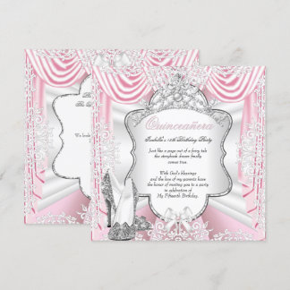 Princess Quinceanera 15. Party Seide Rosa Einladung