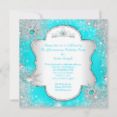 Princess Quinceanera Aqua Aquamarin Winter Wunderl Einladung (Rückseite)