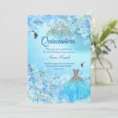 Princess Quinceanera Aschenputtel Blütenkleid Einladung (Stehend Vorderseite)
