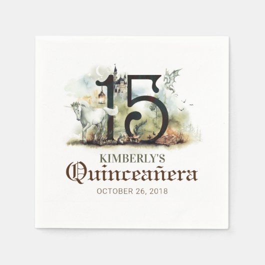 Princess Quinceanera Birthday Serviette (Vorderseite)