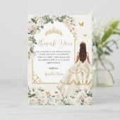 Princess Quinceañera Champagne Ivory Rose Dress Dankeskarte (Stehend Vorderseite)