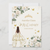 Princess Quinceañera Champagne Ivory Rose Dress Dankeskarte (Rückseite)