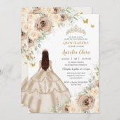 Princess Quinceañera Champagne Rose Dress Einladung (Vorne/Hinten)