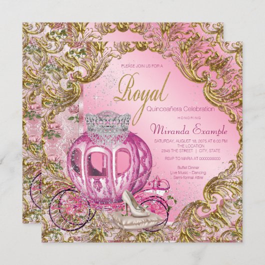 Princess Quinceañera Einladung (Vorne/Hinten)