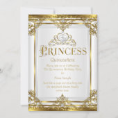 Princess Quinceanera Elegant Gold Weißer Perle 2 Einladung (Vorderseite)
