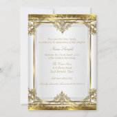 Princess Quinceanera Elegant Gold Weißer Perle 2 Einladung (Rückseite)