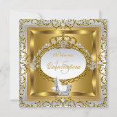 Princess Quinceanera Elite Elegantes Gold High Hee Einladung (Vorderseite)