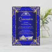 Princess Quinceanera Elite Royal Blue Einladung (Stehend Vorderseite)