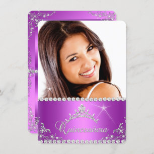 Princess Quinceanera Foto Lila Pink Einladung