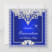 Princess Quinceanera Girl Aquamarin Royal Blue Tia Einladung (Vorderseite)