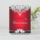 Princess Quinceanera Girl Red Black 15. Einladung (Stehend Vorderseite)