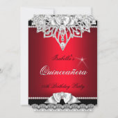 Princess Quinceanera Girl Red Black 15. Einladung (Vorderseite)