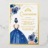 Princess Quinceanera Gold Folieneinladung (Vorderseite)