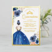Princess Quinceanera Gold Folieneinladung (Stehend vorne)