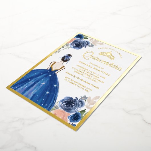 Princess Quinceanera Gold Folieneinladung (Gedreht)