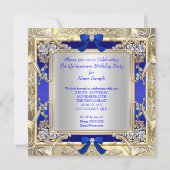 Princess Quinceanera Gold Royal Blue Silver 2 Einladung (Rückseite)