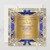 Princess Quinceanera Gold Royal Blue Silver Party Einladung (Rückseite)