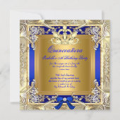 Princess Quinceanera Gold Royal Blue Silver Party Einladung (Vorderseite)
